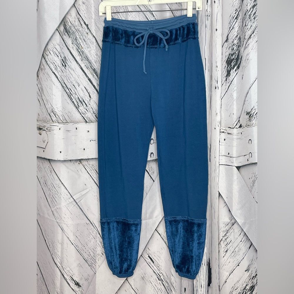 RED HAUTE velvet insert jogger pants in teal XS